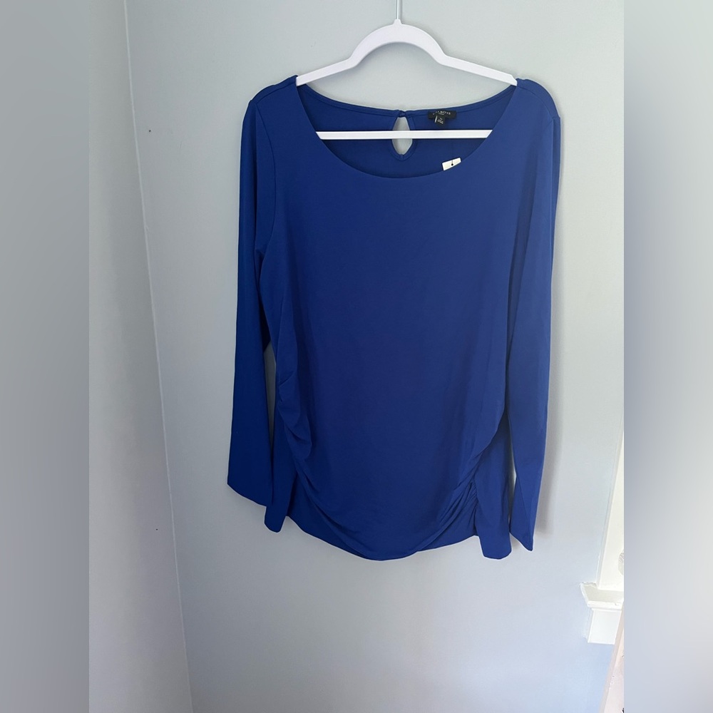 Talbots Blue‎ Long Sleeve teal Ruched stretchy Blouse